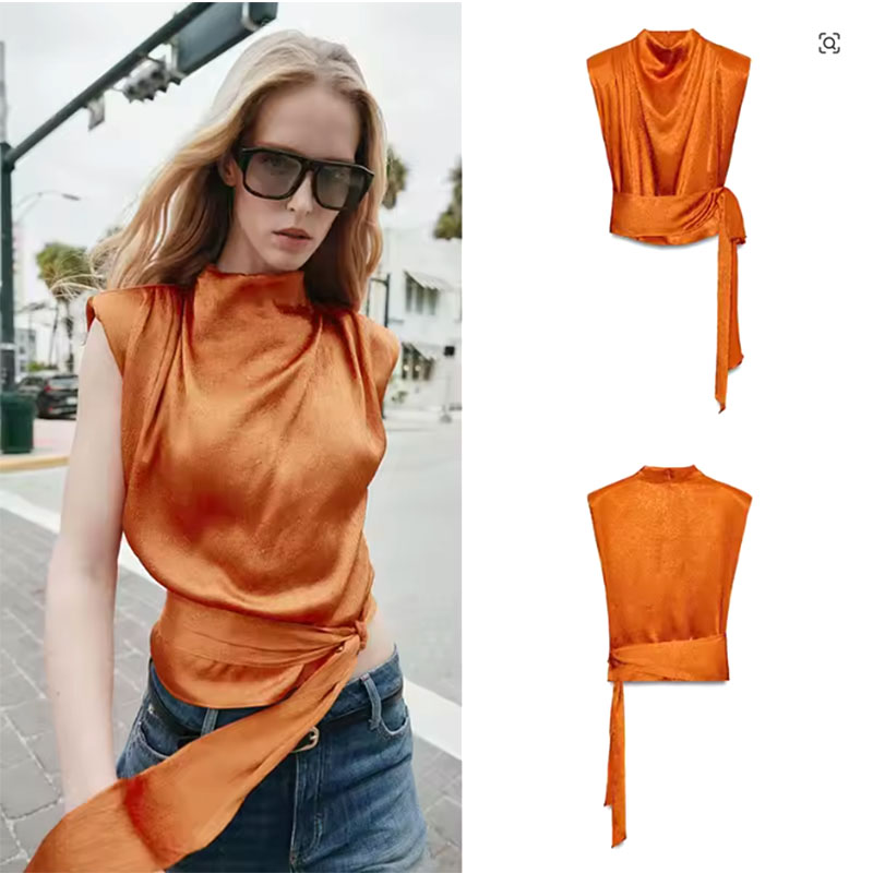 Satin Shawl Collar Sleeveless  - đánh giá và giá Shirt Camp Collar